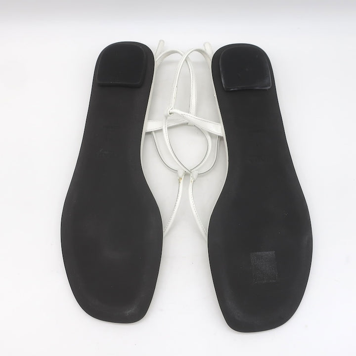 Prada Flat Thong Sandals White Patent Leather Size 41
