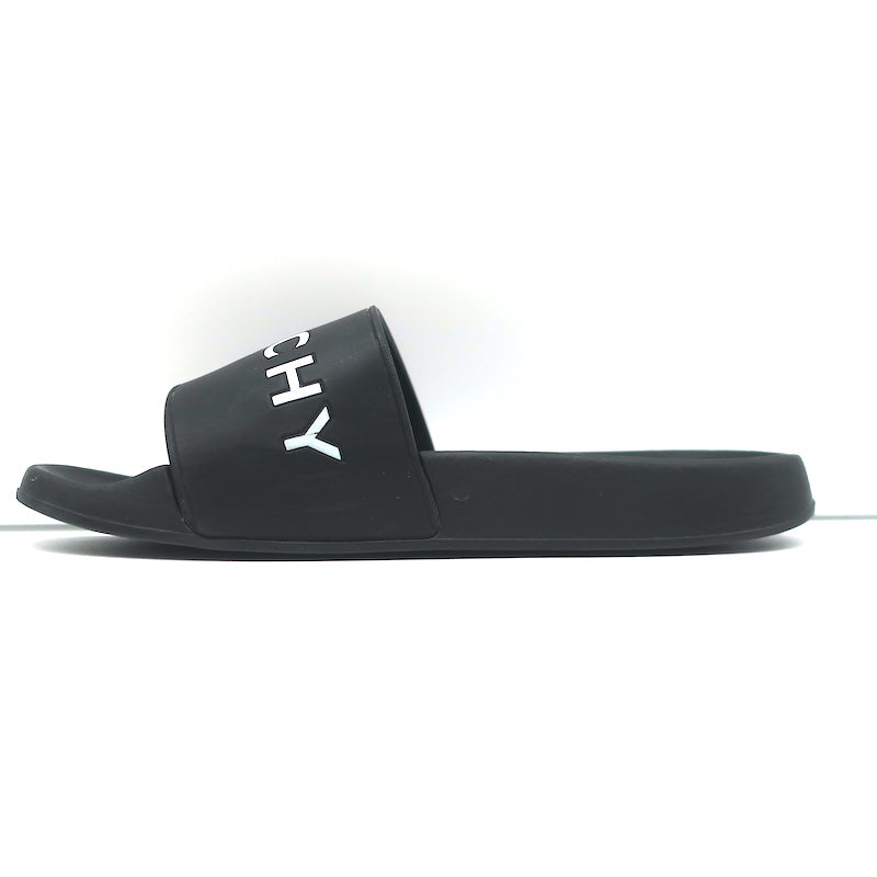 Givenchy Logo Pool Slides Black Rubber Size 36 Flat Sandals