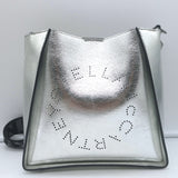 Stella McCartney Stella Logo Small Crossbody Bag Silver Metallic Vegan Leather