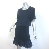 Veronica Beard Aberdeen Smocked Mini Dress Navy Cotton Size Large