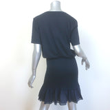 Veronica Beard Aberdeen Smocked Mini Dress Navy Cotton Size Large