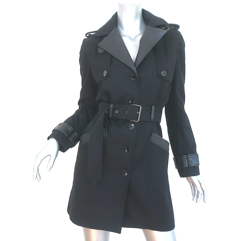 Louis Vuitton Trench coats Black Grey Leather Silk Polyester
