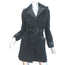 The Kooples Trench Coat Black Leather-Trim Cotton Size 36 Belted Jacket