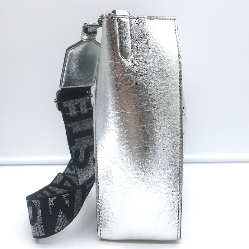 Stella McCartney Stella Logo Small Crossbody Bag Silver Metallic Vegan Leather
