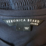 Veronica Beard Aberdeen Smocked Mini Dress Navy Cotton Size Large