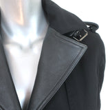 The Kooples Trench Coat Black Leather-Trim Cotton Size 36 Belted Jacket