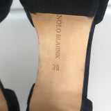 Manolo Blahnik Cutout d'Orsay Pumps Navy Metallic Suede Size 39 Open Toe Heels