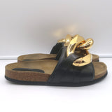 JW Anderson Chain Slide Sandals Black Leather Size 40