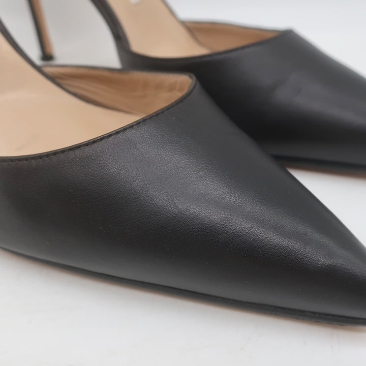 Manolo Blahnik Carolyne 90 Slingback Pumps Black Leather Size 41