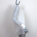Brunello Cucinelli Monili Epaulette Blouse White Silk Chiffon Size Medium