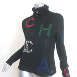 Chanel 2021 Coco Mark Turtleneck Sweater Black Cashmere-Silk Size 42