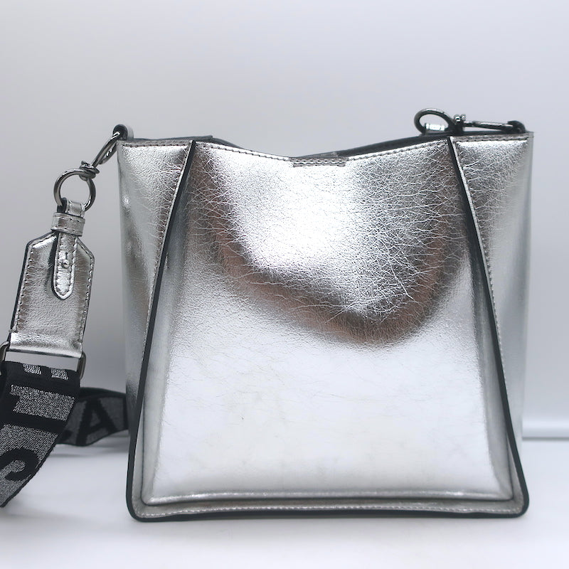 Stella McCartney Stella Logo Small Crossbody Bag Silver Metallic Vegan Leather