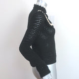 Saint Laurent Lace-Collar Crochet Sweater Black Wool Size Extra Small