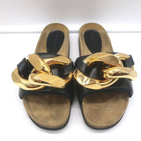JW Anderson Chain Slide Sandals Black Leather Size 40