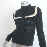 Saint Laurent Lace-Collar Crochet Sweater Black Wool Size Extra Small