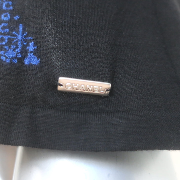 Chanel 2021 Coco Mark Turtleneck Sweater Black Cashmere-Silk Size 42