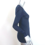 Hanro Woolen Lace V-Neck Top Fine Ribbed Wool-Silk Intense Blue Size Small NEW