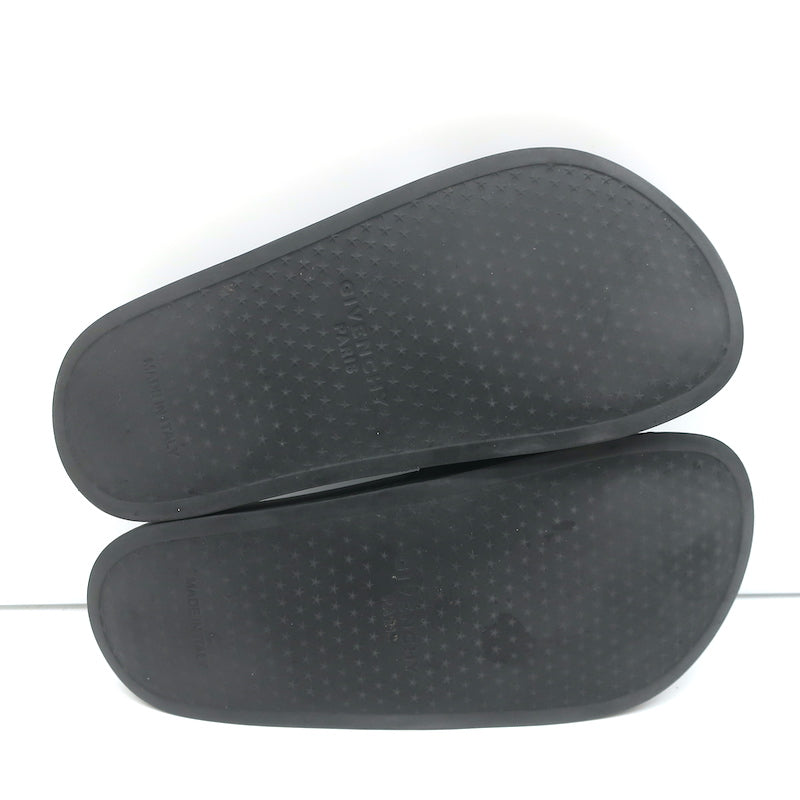 Givenchy Logo Pool Slides Black Rubber Size 36 Flat Sandals