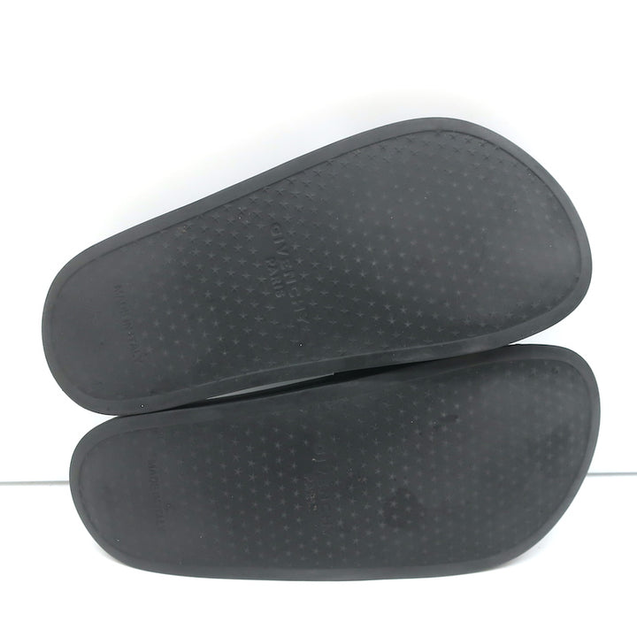Givenchy Logo Pool Slides Black Rubber Size 36 Flat Sandals