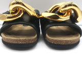 JW Anderson Chain Slide Sandals Black Leather Size 40