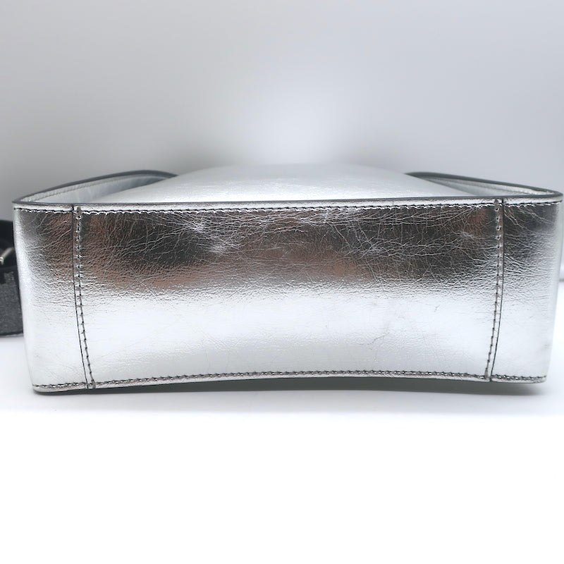 Stella McCartney Stella Logo Small Crossbody Bag Silver Metallic Vegan Leather