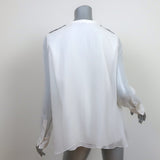 Brunello Cucinelli Monili Epaulette Blouse White Silk Chiffon Size Medium