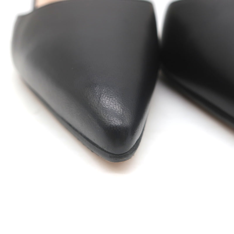 Manolo Blahnik Carolyne 90 Slingback Pumps Black Leather Size 41