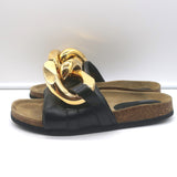 JW Anderson Chain Slide Sandals Black Leather Size 40