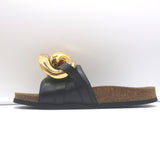 JW Anderson Chain Slide Sandals Black Leather Size 40