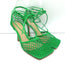 Bottega Veneta Stretch Ankle Tie Sandals Green Mesh & Leather Size 37