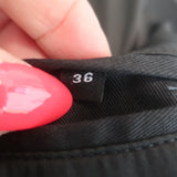 The Kooples Trench Coat Black Leather-Trim Cotton Size 36 Belted Jacket