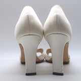 Manolo Blahnik Sedaraby Crystal-Buckle d'Orsay Pumps Ivory Satin Size 38.5