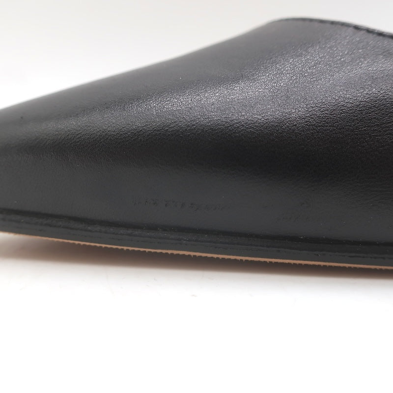 Manolo Blahnik Carolyne 90 Slingback Pumps Black Leather Size 41