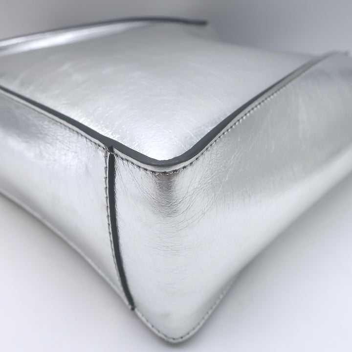 Stella McCartney Stella Logo Small Crossbody Bag Silver Metallic Vegan Leather