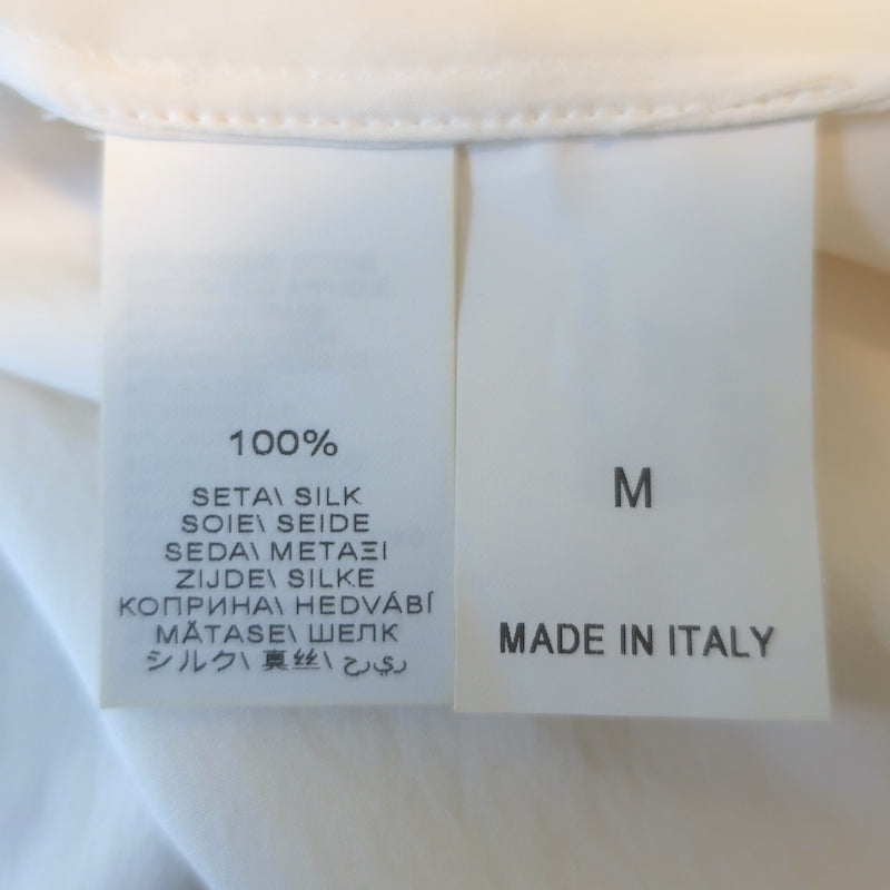 Brunello Cucinelli Monili Epaulette Blouse White Silk Chiffon Size Medium