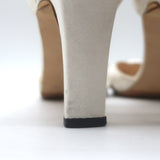 Manolo Blahnik Sedaraby Crystal-Buckle d'Orsay Pumps Ivory Satin Size 38.5