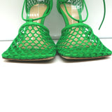Bottega Veneta Stretch Ankle Tie Sandals Green Mesh & Leather Size 37