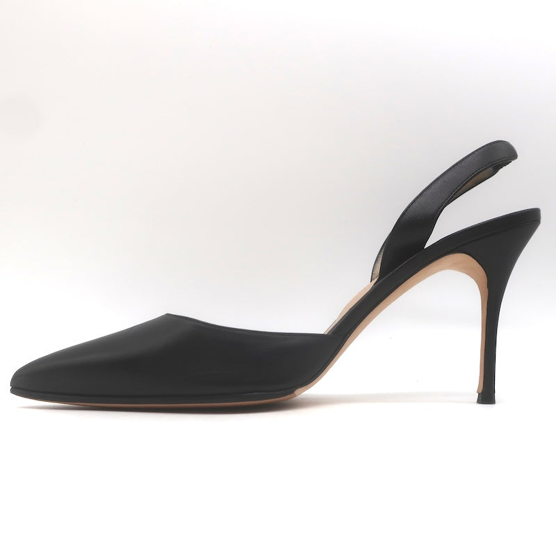 Manolo Blahnik Carolyne 90 Slingback Pumps Black Leather Size 41