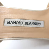Manolo Blahnik Sedaraby Crystal-Buckle d'Orsay Pumps Ivory Satin Size 38.5