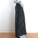 Chanel Windowpane Check Ultra Wide Leg Draped Pants Black Wool-Blend Size 42