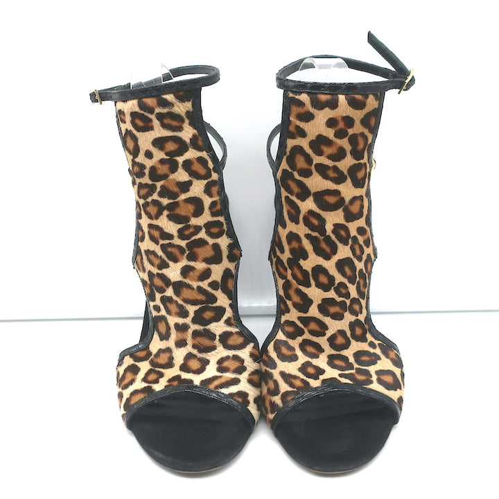 Tamara Mellon Sandals Trouble Maker Leopard Print Pony Hair Size 37.5