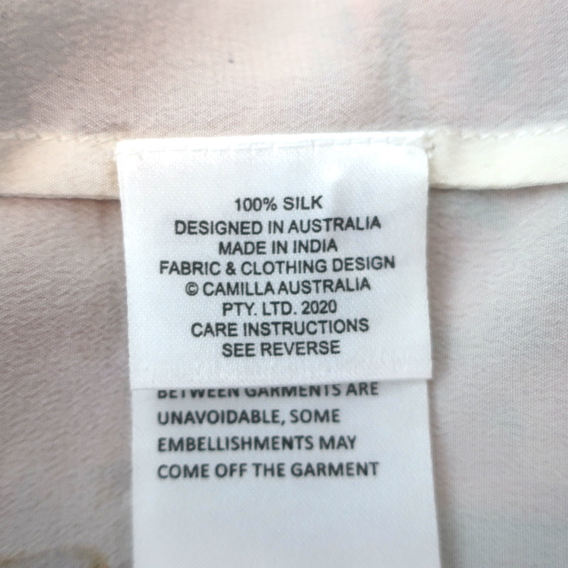 Camilla Reign Supreme Short Kaftan with Hardware Cream Printed Silk One Size NEW