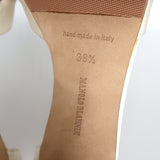 Manolo Blahnik Sedaraby Crystal-Buckle d'Orsay Pumps Ivory Satin Size 38.5