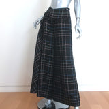 Chanel Windowpane Check Ultra Wide Leg Draped Pants Black Wool-Blend Size 42