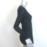 Hanro Woolen Lace V-Neck Top Fine Ribbed Wool-Silk Black Size Small NEW