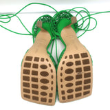 Bottega Veneta Stretch Ankle Tie Sandals Green Mesh & Leather Size 37