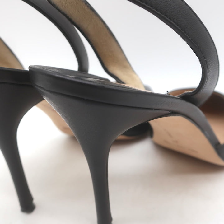 Manolo Blahnik Carolyne 90 Slingback Pumps Black Leather Size 41