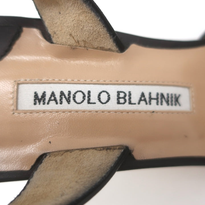 Manolo Blahnik Carolyne 90 Slingback Pumps Black Leather Size 41