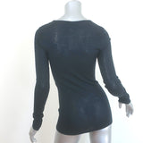 Hanro Woolen Lace V-Neck Top Fine Ribbed Wool-Silk Black Size Small NEW