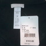 Hanro Woolen Lace V-Neck Top Fine Ribbed Wool-Silk Black Size Small NEW